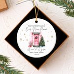 Personalised Christmas House Door Ceramic Ornament with Names Address and Year Home Decor Christmas Gift for Family Friends New Home Movers