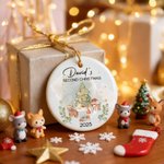 Personalised Cute Christmas Tree Cartoon Animals Ceramic Christmas Ornament with Name First Second Christmas Decor Gift for Baby Kids