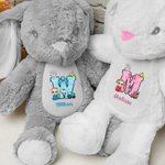 Personalisierte Cartoon Charakter Bow Initial niedlichen Osterhasen Plüsch Plüschtier Spielzeug mit Namen Ostern Geburtstag Geschenk für Jungen Mädchen