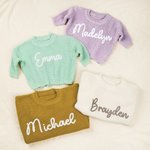 Personalised Multicolor Soft Warm Sweater with Name Daily Wear Birthday Christmas Gift for Toddlers Children
