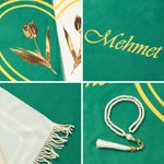 Personalisierte elegante Paar Gebet Matte Gebet Rosenkranz mit Namen und Text Set von 2 Ramadan Eid islamische Hochzeit Geschenk für Paare