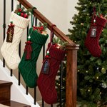 Gepersonaliseerde Grote Capaciteit Hangende Kerstsok met Houten Naamlabel Kerstdecoratie en Woondecoratie Kerstcadeau voor Familie