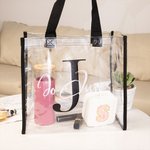 Personalised Clear Waterproof Name Initial Unisex Tote Bags Large Capacity Stadium Bags Birthday Christmas Gift for Friends