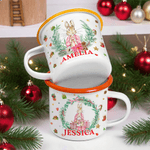 Personalized Cartoon Peter Rabbit 12 oz Colored Rim Enamel Mug with Name Christmas Gift for Family Kids