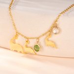 Collier dinosaure personnalisé avec pierre de naissance pour maman et bébé Cadeau d'anniversaire de Noël pour femme