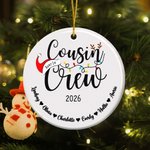 Personlig Santa Hat Cousin Crew keramisk julepynt med navn Hjem tre dekorasjon julegave til familien