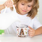 Personalized Gingerbread Sweets Initial 12 oz Enamel Mug with Name Daily Use Christmas Gift for Kid Family