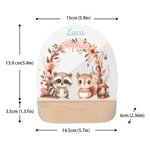 Personalised Cute Forest Animal Acrylic LED Night Light with Name and Wooden Base Nursery Decor Baby Shower Birthday Gift for Boys Girls