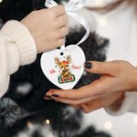 Spersonalizowany renifer z kreskówek Lampki choinkowe Płatek śniegu Ceramiczna ozdoba świąteczna z imieniem Dekoracja domu Prezent świąteczny dla dzieci Rodzina