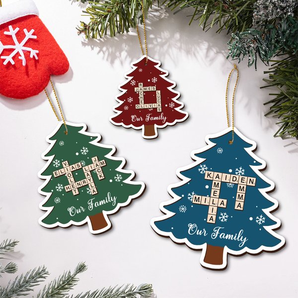 Personalisierte Weihnachtsbaum Schneeflocke Kreuzworträtsel Weihnachtsornament Home Tree Decor Weihnachtsgeschenk für Familie