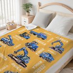 Coperta personalizzata con nome tema veicolo da costruzione regalo ideale per appassionati di mezzi da cantiere