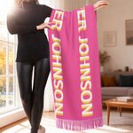 Personalised Shadow Name Multicolour Soft Warm Tassel Scarf Anniversary Winter Birthday Gift for Women Men