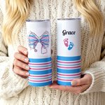 Bicchiere isolato da 20 oz con nome e paglia con impronta di fiocco e impronta di piede, regalo di Natale per infermiere di terapia intensiva neonatale con stampa della coperta del bambino
