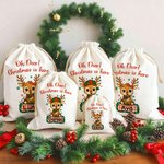 Spersonalizowana płócienna torba prezentowa z imieniem i nazwiskiem Snowflake Cute Deer Design Christmas Gift Bag for Kids Family Friends