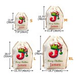 Sac Cadeau en Toile à Cordon Personnalisé avec Sapin de Noël Bonhomme de Neige Initiale et Nom Cadeau Fête de Noël pour Enfants et Famille