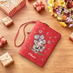 Personalisierte Cartoon Mädchen fliegende Geburt Blume PU Leder gefaltetes Portemonnaie mit Namen und mehrere Kartenfächer Geburtstag Jahrestag Geschenk für Frauen