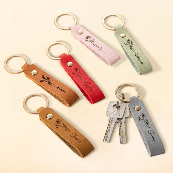 Portachiavi in pelle PU personalizzato con nome inciso festa di nozze regalo di compleanno per lei