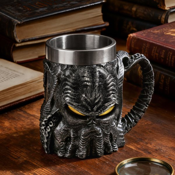 Mug Isotherme 567 ml en Acier Inoxydable Personnalisé avec Nom Gravé Cadeau d’Anniversaire Soirée Gaming pour Fan de Cthulhu