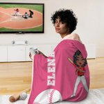 Manta con capucha personalizada de béisbol con nombre y personaje de dibujos animados regalo de cumpleaños día del juego para amantes de los deportes