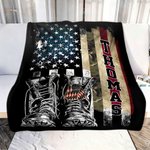 Personalised American Flag Soft Throw Blanket with Name Veterans Day Father's Day Birthday Gift for Soldiers Patriots