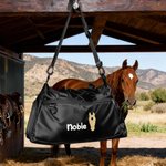 Personalized Embroidered Horse Face Name Waterproof Large Travel Duffle Bag with Shoe Compartment Equestrian Birthday Gift for Horse Lovers