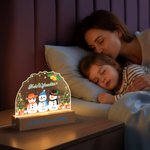 Personalisiertes Einstellbares Nachtlicht im Schneemann-Familien-Design mit Schneemännern Titeln und Namen Weihnachtsgeschenk für Kinder Familie