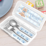 Personalised Cute Highland Cow Safe Stainless Steel Fork Spoon Knife 3 Pcs Cutlery Set with Name and Case Back to School Birthday Gift for Boys Girls
