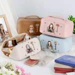 Trousse de maquillage grande capacité personnalisée avec personnage fleur de naissance et nom - Cadeau d'anniversaire fête pour les femmes