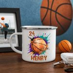 Taza esmaltada personalizada de 12 oz con nombre y número para regalo de cumpleaños de Navidad para niños y niñas