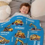 Coperta personalizzata con nome tema veicolo da costruzione regalo ideale per appassionati di mezzi da cantiere