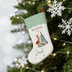 Personalized Watercolor Santa Claus Reindeer Nutcracker Christmas Stocking with Name Home Decor Christmas Gift for Kids Family Friends