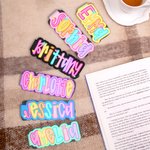 Personalized Flower Heart Bright Colored Letter Magnet Bookmark Clip with Name Birthday Back to School Gift for Bookworms