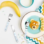 Personalised Cute Highland Cow Safe Stainless Steel Fork Spoon Knife 3 Pcs Cutlery Set with Name and Case Back to School Birthday Gift for Boys Girls