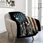 Personalised American Flag Soft Throw Blanket with Name Veterans Day Father's Day Birthday Gift for Soldiers Patriots