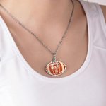Personalised Pumpkin Football Necklace with Name and Number Dainty Jewellery Thanksgiving Day Game Day Gift for Football Player Lover