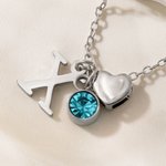 Personalizada Birthstone inicial en forma de corazón colgante collar de joyería delicada Día de San Valentín regalo de cumpleaños para las mujeres