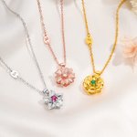 Collier de fleurs de naissance personnalisé avec pierre de naissance et initiale Cadeau de Noël pour femme Elle