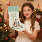 Personalized Watercolor Santa Claus Reindeer Nutcracker Christmas Stocking with Name Home Decor Christmas Gift for Kids Family Friends