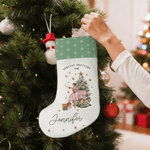 Personalized Watercolor Santa Claus Reindeer Nutcracker Christmas Stocking with Name Home Decor Christmas Gift for Kids Family Friends