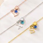 Personalizada Birthstone inicial en forma de corazón colgante collar de joyería delicada Día de San Valentín regalo de cumpleaños para las mujeres