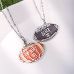 Personalised Pumpkin Football Necklace with Name and Number Dainty Jewellery Thanksgiving Day Game Day Gift for Football Player Lover