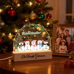 Personalisiertes Einstellbares Nachtlicht im Schneemann-Familien-Design mit Schneemännern Titeln und Namen Weihnachtsgeschenk für Kinder Familie