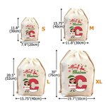 Personalised Christmas Elf Drawstring Canvas Gift Bag with Name and Initial Christmas Party Gift for Kids Family