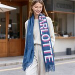 Personalised Shadow Name Multicolour Soft Warm Tassel Scarf Anniversary Winter Birthday Gift for Women Men
