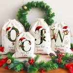 Sac Cadeau en Toile Personnalisé avec Nom et Texte Style de Bonnet de Père Noël  Cadeau de Noël pour la Famille et les Enfants