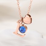 Personalizada Birthstone inicial en forma de corazón colgante collar de joyería delicada Día de San Valentín regalo de cumpleaños para las mujeres