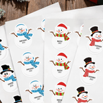 Personalized Cute Snowman Design Christmas Waterproof Stickers Labels with Name and Year Christmas Decor Party Favors for Family Kids