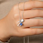 Personalizada Birthstone inicial en forma de corazón colgante collar de joyería delicada Día de San Valentín regalo de cumpleaños para las mujeres