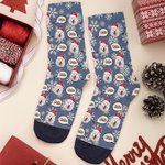 Personalizzato Multicolore 1-3 Pet Face Photos Cappello di Natale Comodi calzini a metà polpaccio con nome Regalo di Natale di uso quotidiano per i proprietari di animali domestici