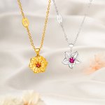 Collier de fleurs de naissance personnalisé avec pierre de naissance et initiale Cadeau de Noël pour femme Elle